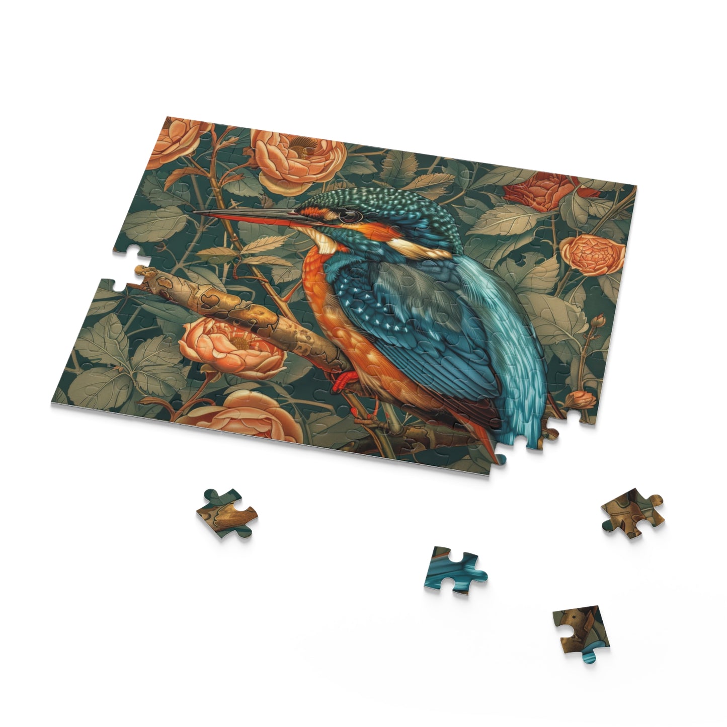 Kingfisher Bird William Morris Inspired (120, 252, 500-Piece) Adult Jigsaw Puzzle, Gift Him Her