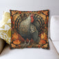 Thanksgiving Turkey Pillowcase, Rustic Harvest Cushion with Autumn Leaves, Farmhouse Fall Home Décor
