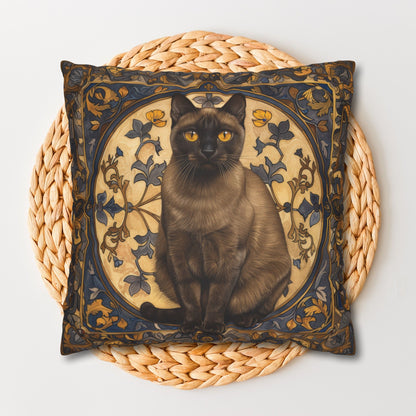 Art Deco Burmese Cat Decorative Pillowcase