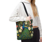 Peacock Garden Tote, Vintage Floral Bird Print, William Morris Inspired