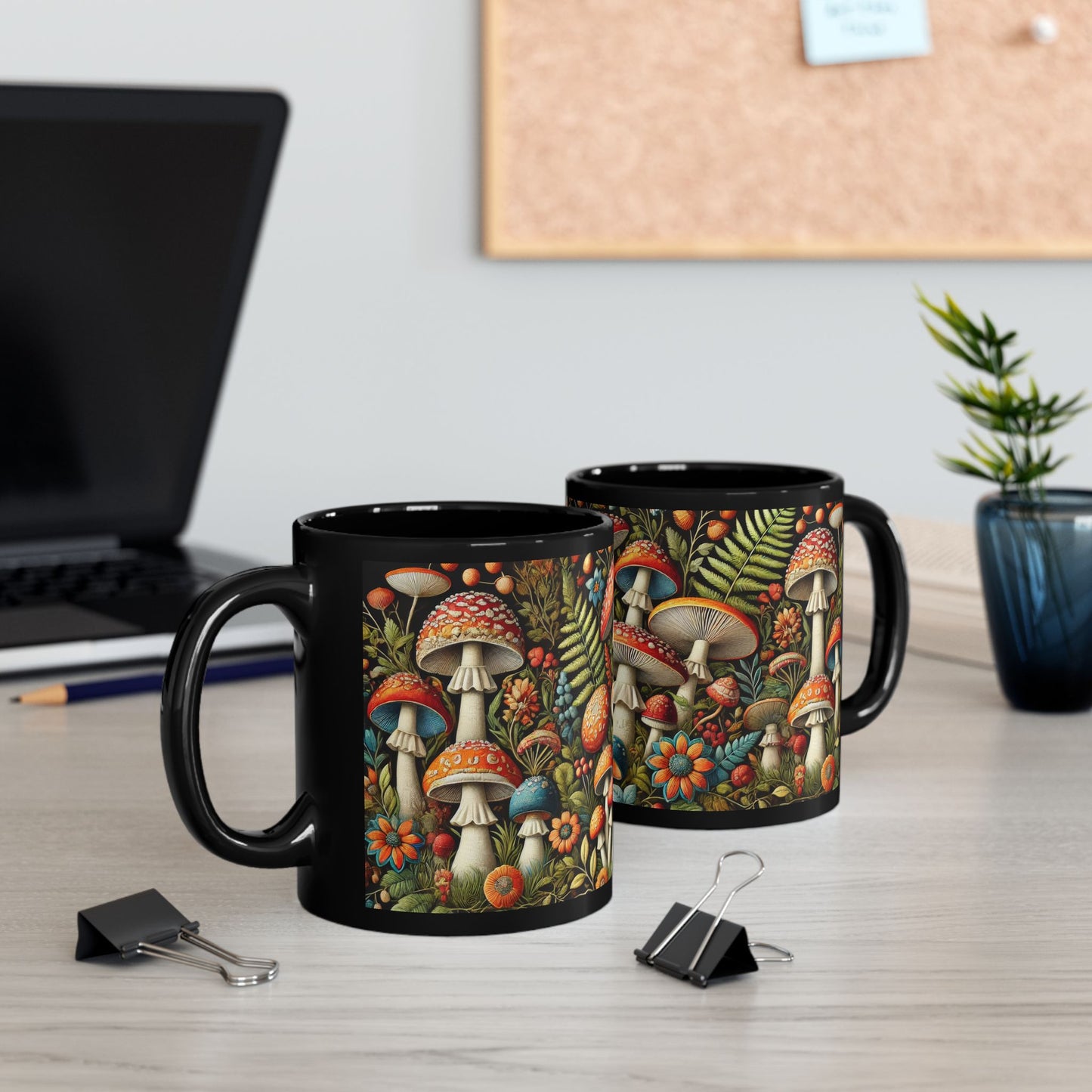 Mushroom Mug: Faux Embroidered Botanical Coffee Cup, Nature Lover Gift