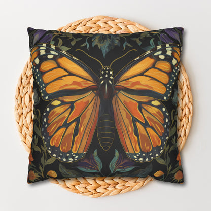 William Morris Inspired Monarch Butterfly Pillowcase, Decorative Monarch Butterfly