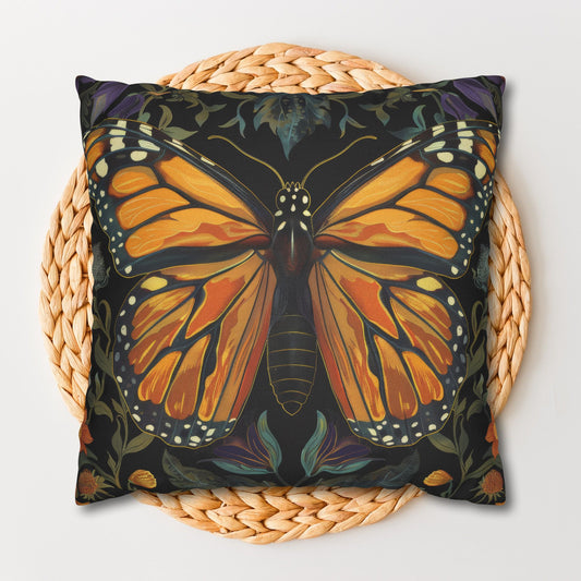 William Morris Inspired Monarch Butterfly Pillowcase, Decorative Monarch Butterfly