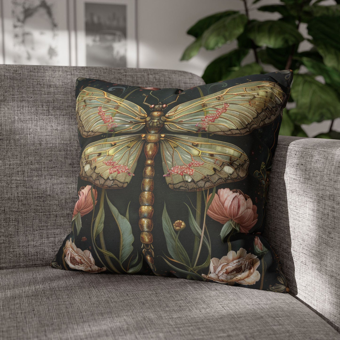 William Morris Inspired Victorian Botanical Dragonfly Pillowcase