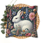 Floral Bunny Pillowcase, Cozy Home Decor, Cute Easter Gift, Soft Throw Pillow Cover, Spring Decoration