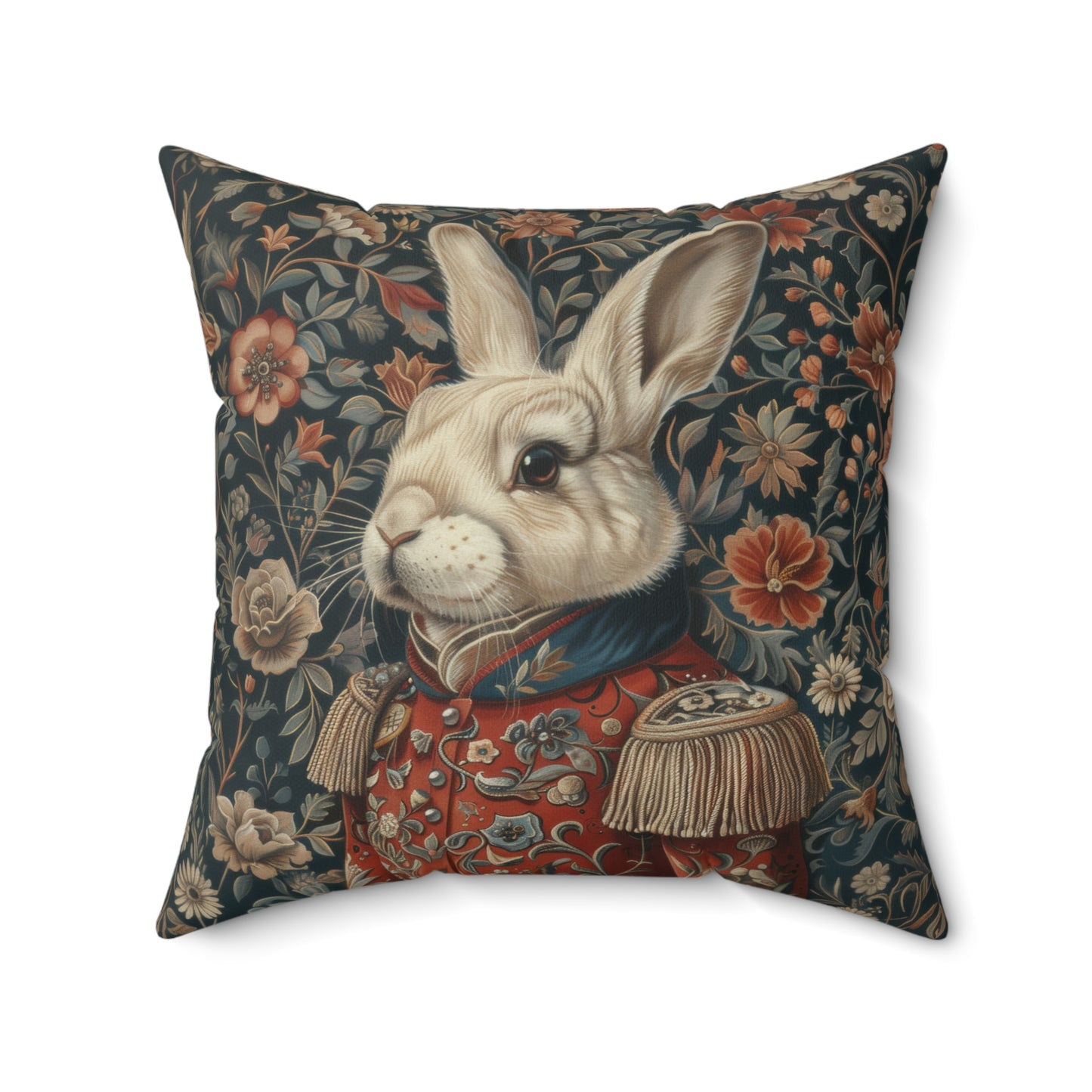 Christmas Nutcracker Rabbit Pillow: William Morris Inspired Holiday Decor