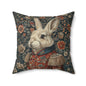 Christmas Nutcracker Rabbit Pillow: William Morris Inspired Holiday Decor