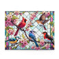 Stained Glass of 5 Spring Birds Jigsaw Puzzle (120, 252, 500-Piece) Adult Jigsaw Puzzle, Gift Him Her