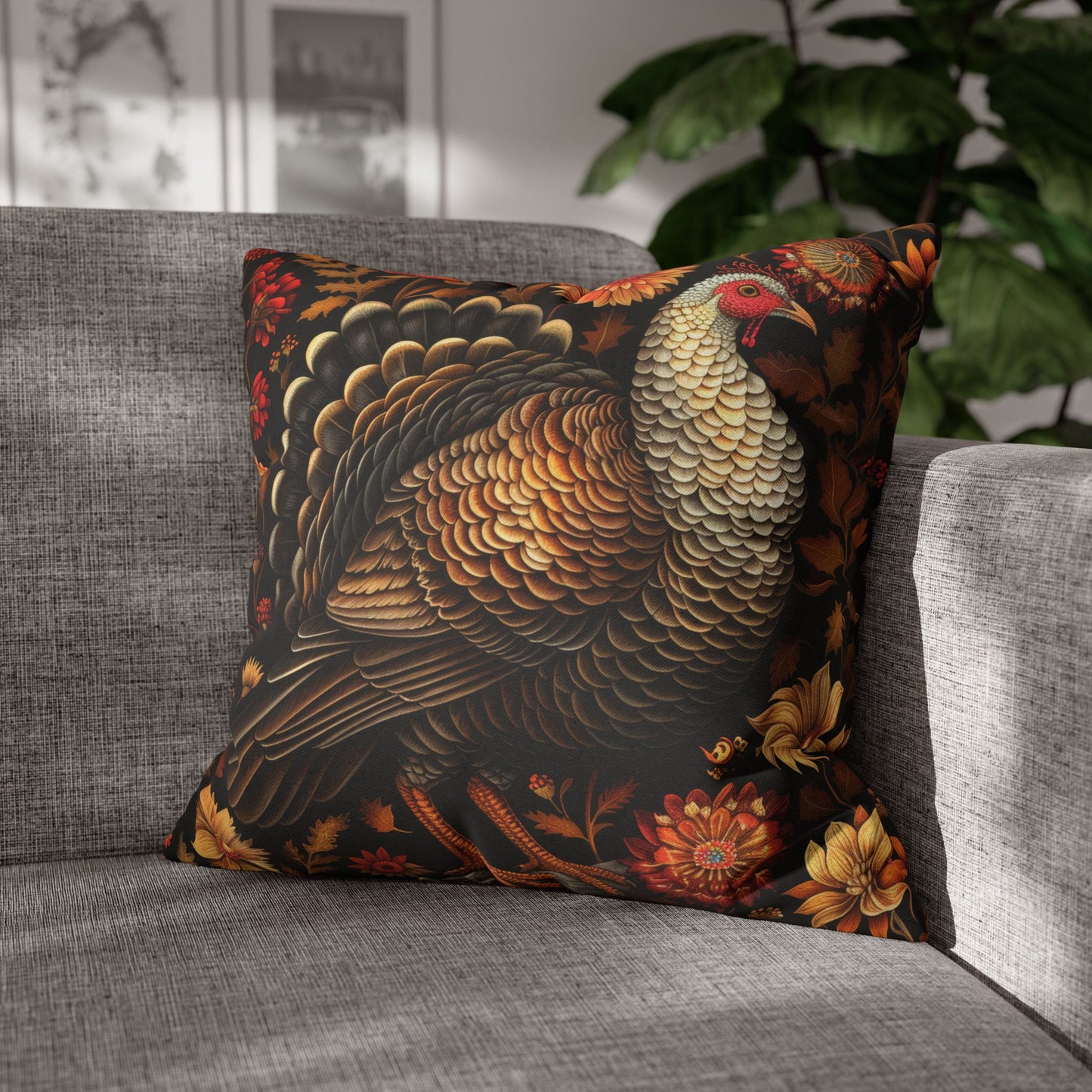 Turkey Throw Pillowcase: William Morris Inspired Fall Decor