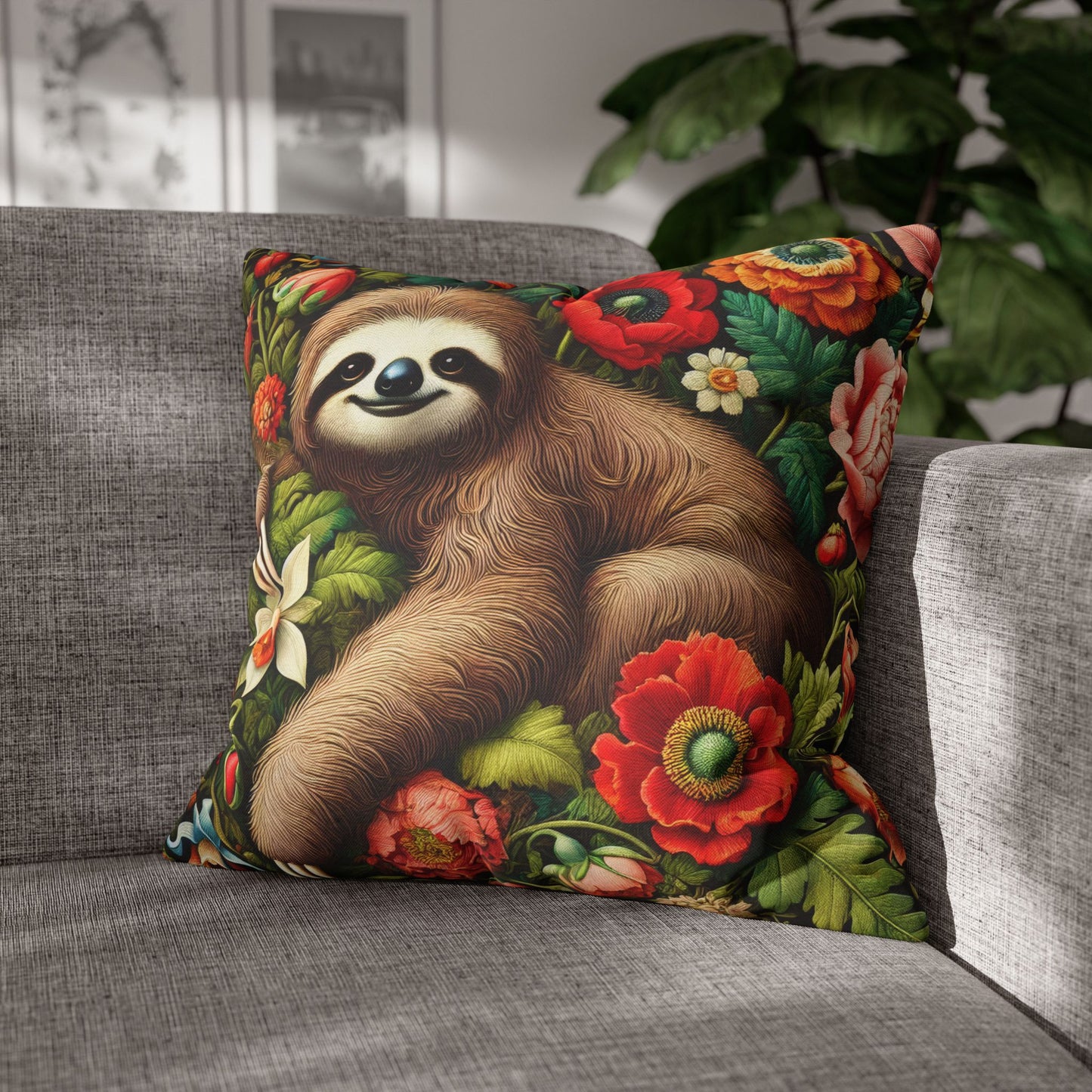 William Morris Inspired Cozy Sloth Pillowcase