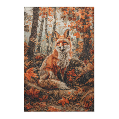 Fox Fall Autumn William Morris Inspired Area Rug, Cottagecore Living Room Carpet, Housewarming Gift, Fall Room Decor, Rectangle Rug