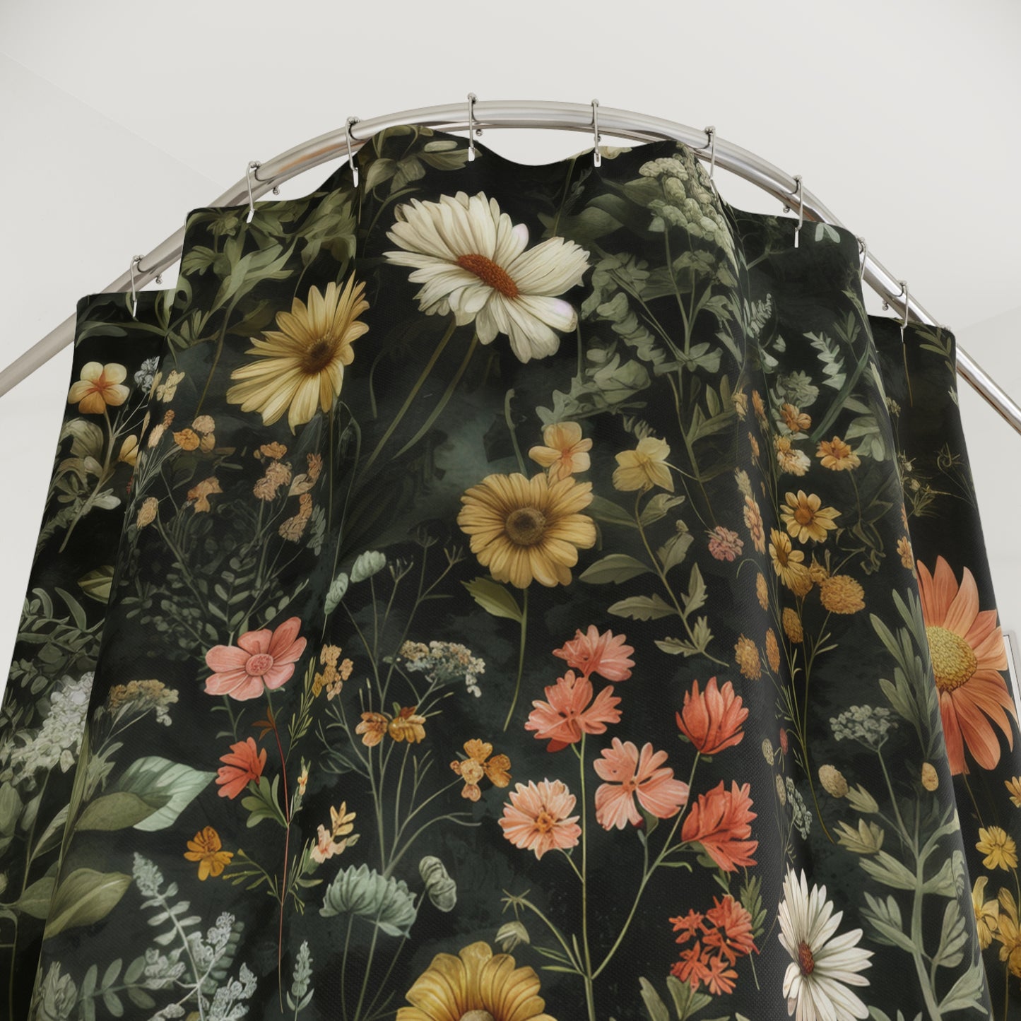 Cottage Botanical Wildflowers Pattern Polyester Shower Curtain