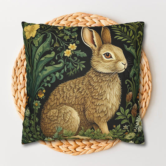 Pillowcase William Morris Inspired Botanical Rabbit Retro Farmhouse Home Decor, Easter Gift