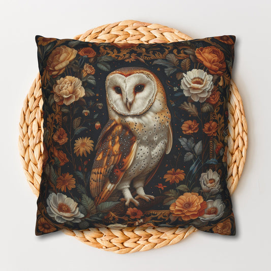 William Morris Inspired Barn Owl Wildflower Pillowcase