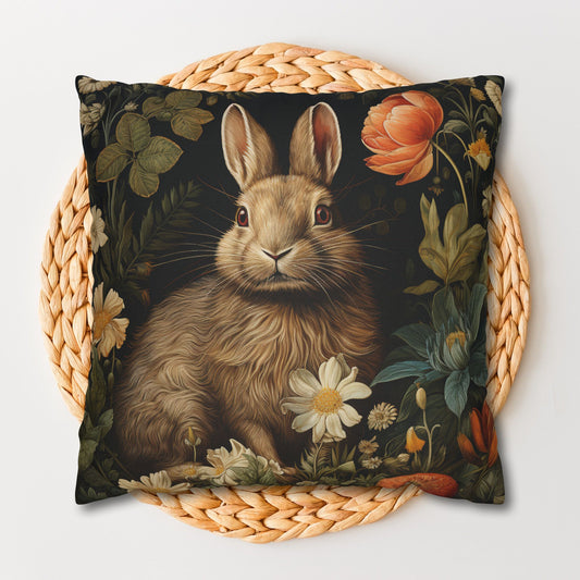 William Morris Inspired Floral Bunny Rabbit Pillowcase