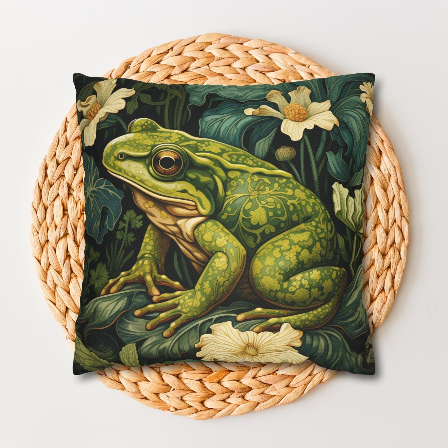 William Morris Inspired Forest Frog Pillowcase