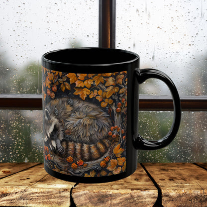 Sleeping Raccoon Mug, Nature Lover Gift, Coffee Cup, Tea Mug, Forest Animal Kitchen Decor, Cute Wildlife Ceramic Drinkware