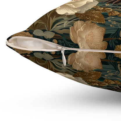 Capybara Botanical Pillow, William Morris Style Vintage Floral Animal Cushion