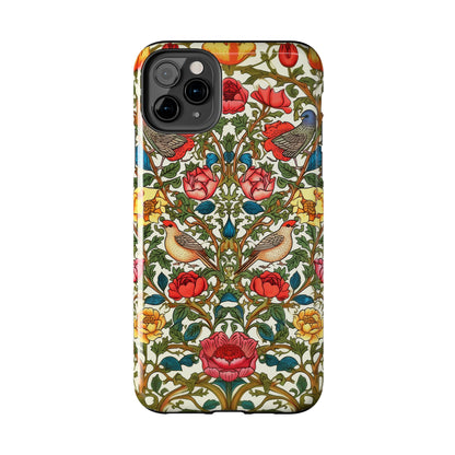 Vintage Pattern Rose And Bird in The Style of William Morris iPhone Tough Case