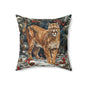 Winter Mountain Lion William Morris Inspired Decorative Pillow