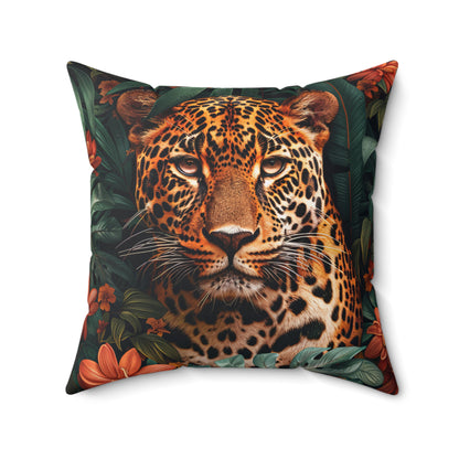 William Morris Inspired Leopard Pillow, Farmhouse Decorative Leopard Cushion, Spun Polyester Square Pillow