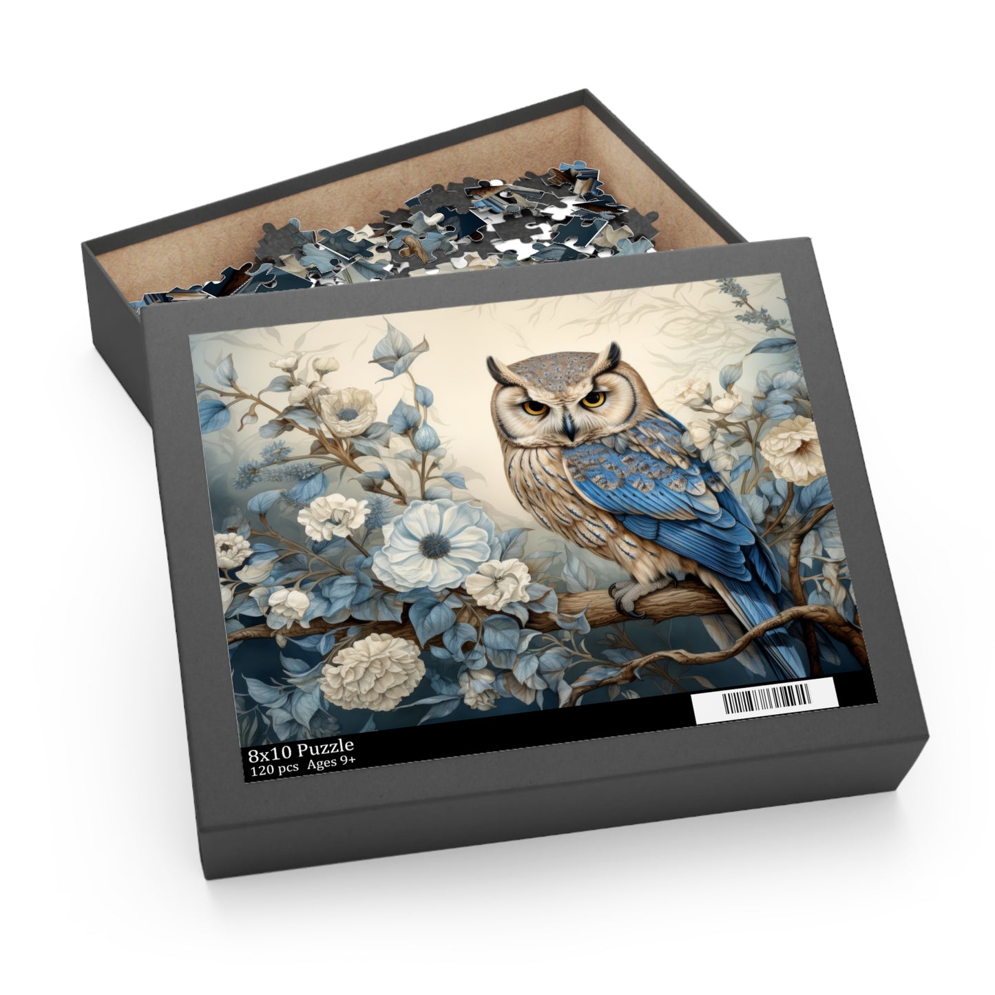 William Morris Inspired Owl and Flowers (120, 252, 500-Piece) Adult Jigsaw Puzzle, Gift Him Her