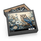 William Morris Inspired Owl and Flowers (120, 252, 500-Piece) Adult Jigsaw Puzzle, Gift Him Her