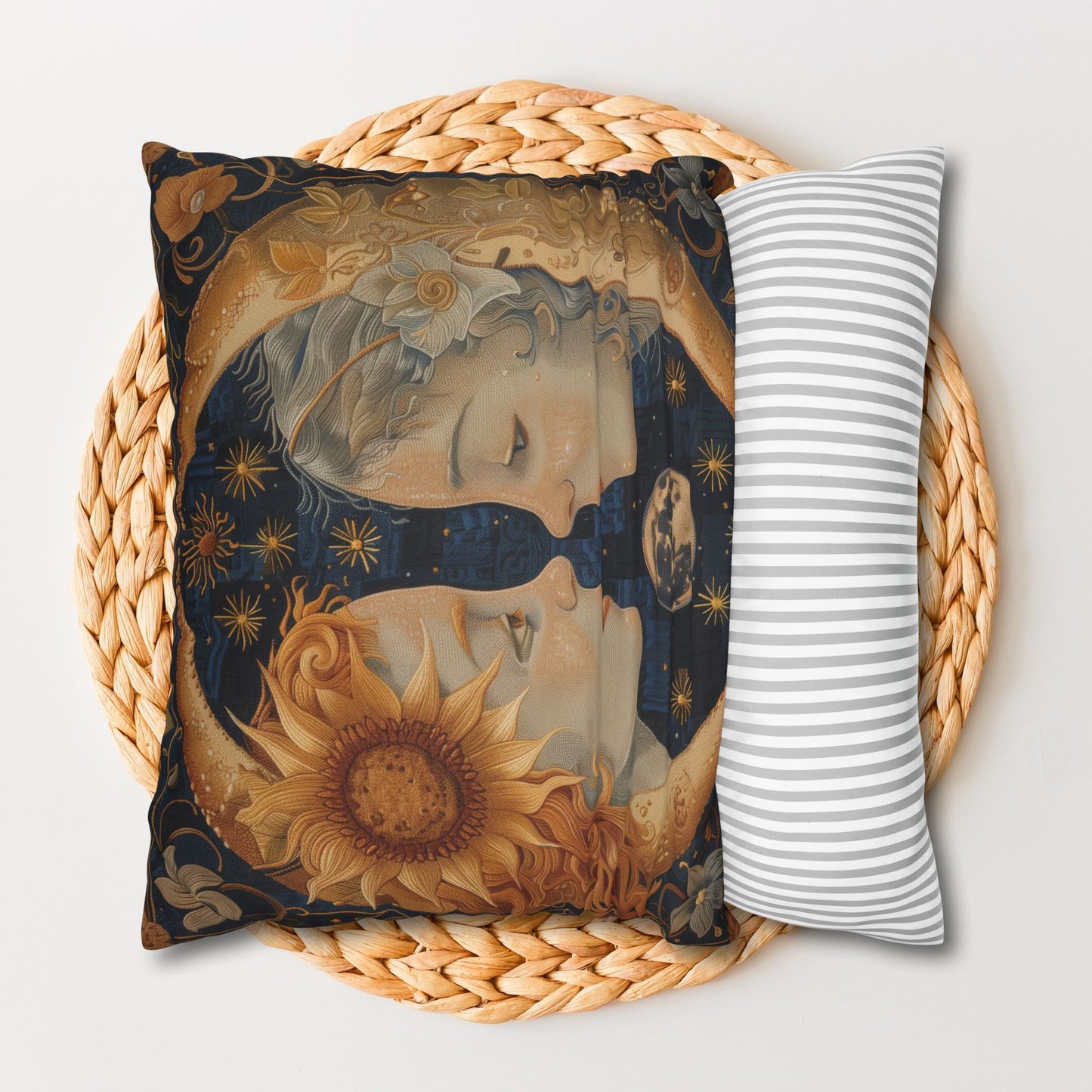 Celestial Embrace Pillow case| Moon & Sun Decor, Astrology Home Accent, Cozy Gift for Astrology Lovers, Living Room Cushion, Boho Pillow