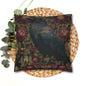 Gothic Raven & Peony Candle Pillowcase, Dark Academia Bird Cushion with Fruit and Floral Design, Halloween Home Decor