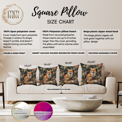 Forest Fox William Morris Inspired | Fox Ancient Decorative Pillow