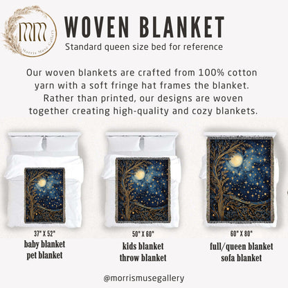 The Moon And The Stars Whimsical Night Woven Blankets