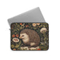 Hedgehog Laptop Sleeve, William Morris Inspired Woodland Floral Art Case, Cute Botanical Animal Laptop Cover (12”, 13”, 15”)