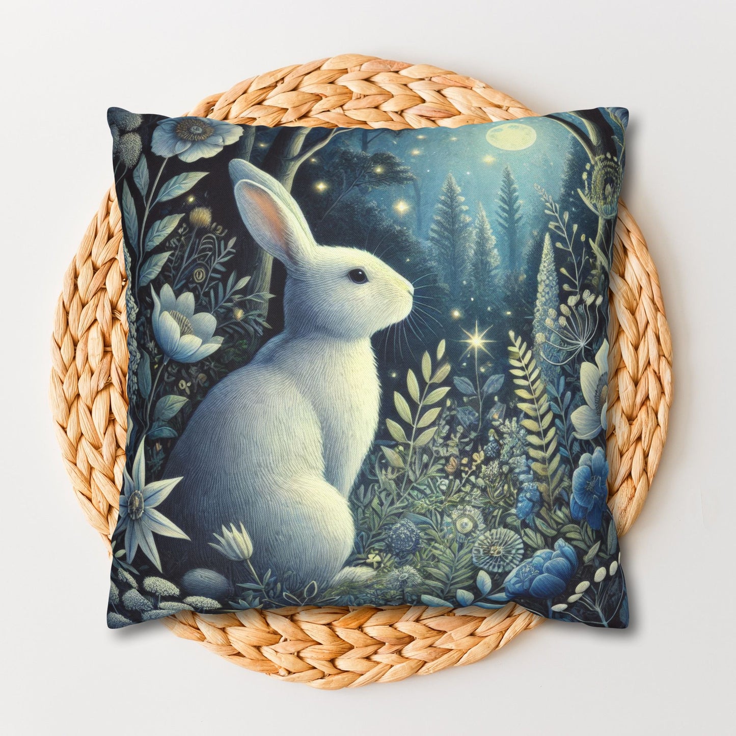 White Rabbit Moonlight Night Pillowcase