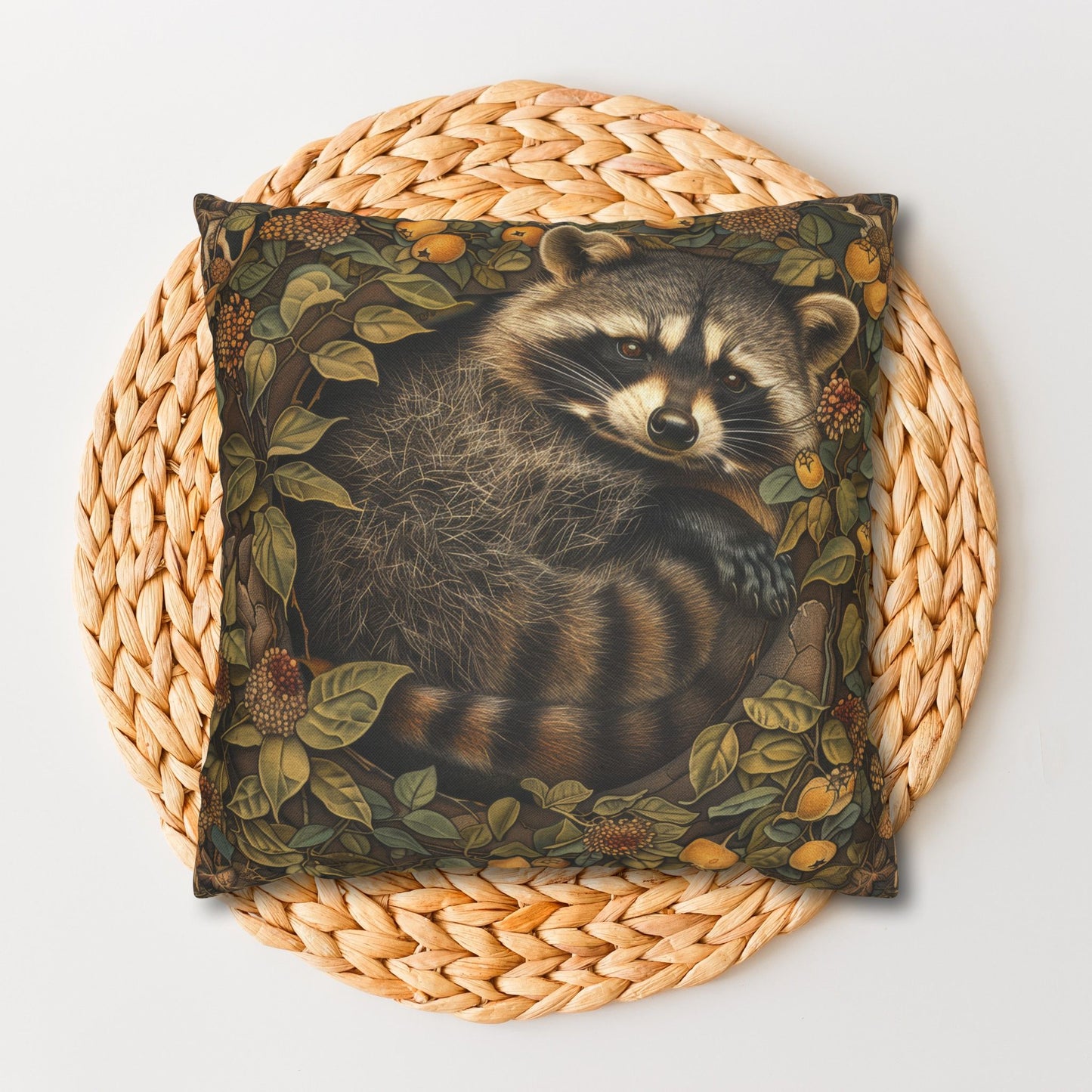 William Morris Inspired Raccoon Ancient Pillowcase