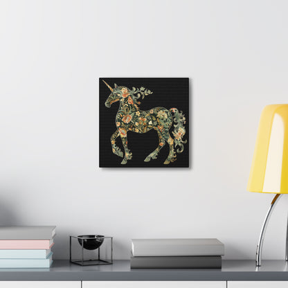 Floral Unicorn Canvas Art Print, Canvas Gallery Wraps, Nature Decor, Home Wall Decor, Boho Style, Animal Artwork