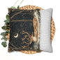 Winter Night Deer Throw Pillowcase, Crescent Moon Woodland Decorative Pillow