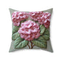 Pink Hydrangea Pillow Cover: Botanical Floral Accent, Double Sided Print