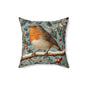 Robin Winter Berries Pillow: William Morris Inspired Home Decor