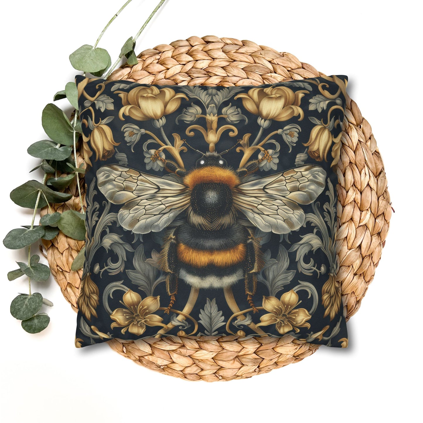 Pillowcase Victorian Art Inspired Bumblebee Baroque Gold Flora