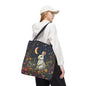 William Morris Inspired Moonlit Bunny Tote Bag, Celestial Rabbit Floral Market Bag