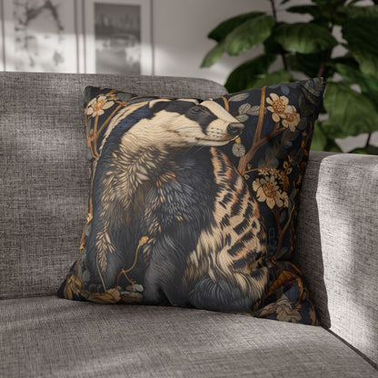 William Morris Badger Pillowcase: Woodland Elegance Polyester Square Pillow