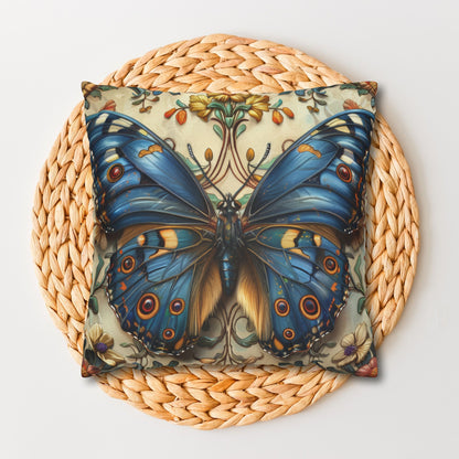 Blue Butterfly Decorative Pillowcase - Nature-Inspired Home Accent