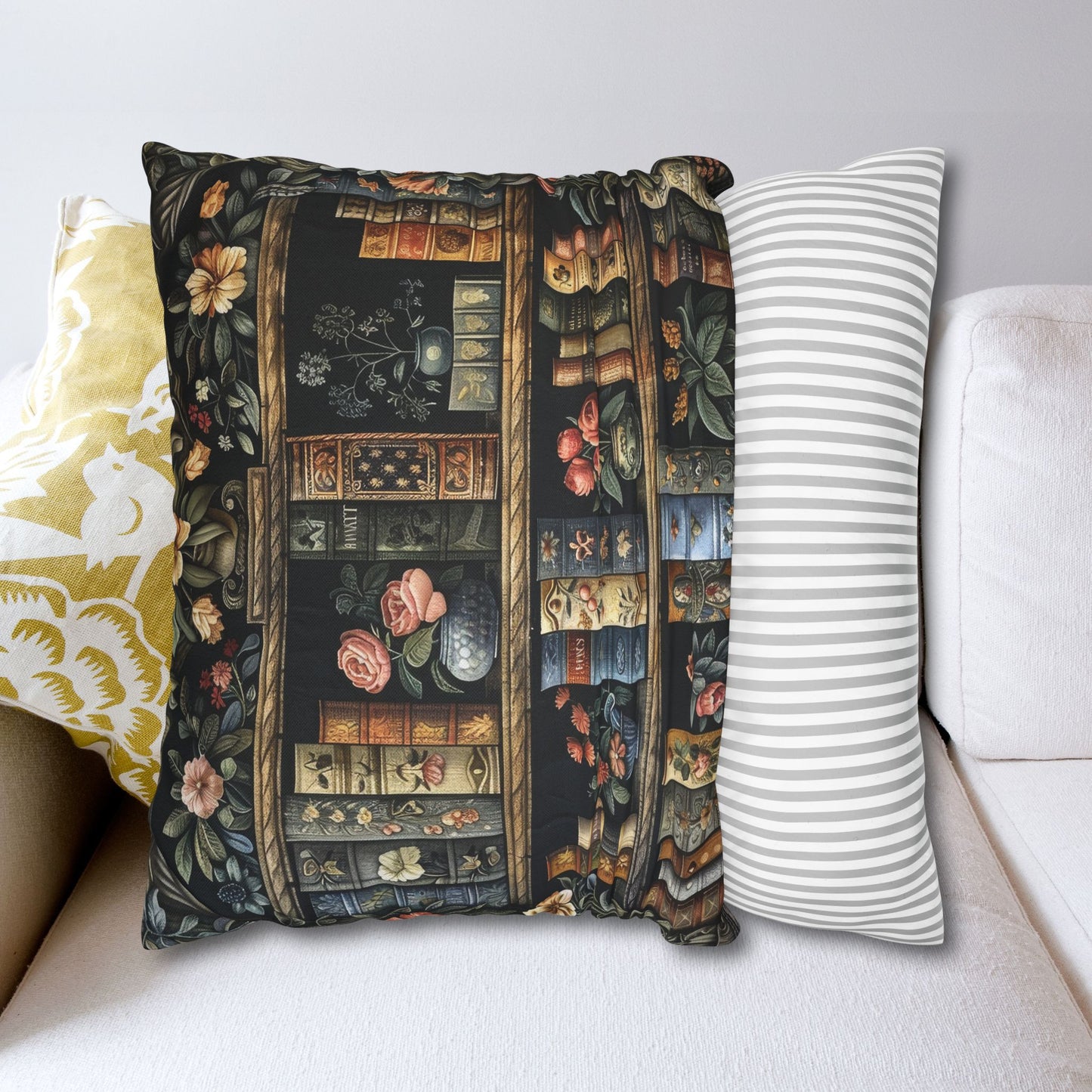 Whimsical Bookshelf Botanicals William Morris Style Pillowcase