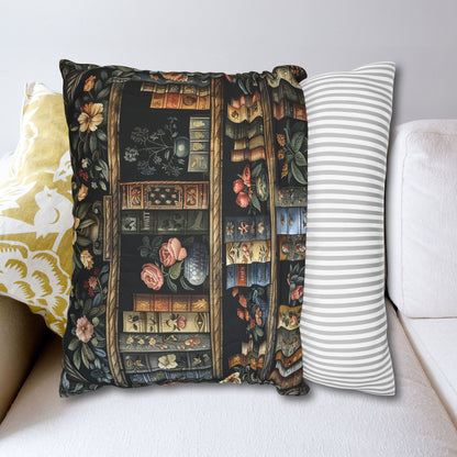Whimsical Bookshelf Botanicals William Morris Style Pillowcase