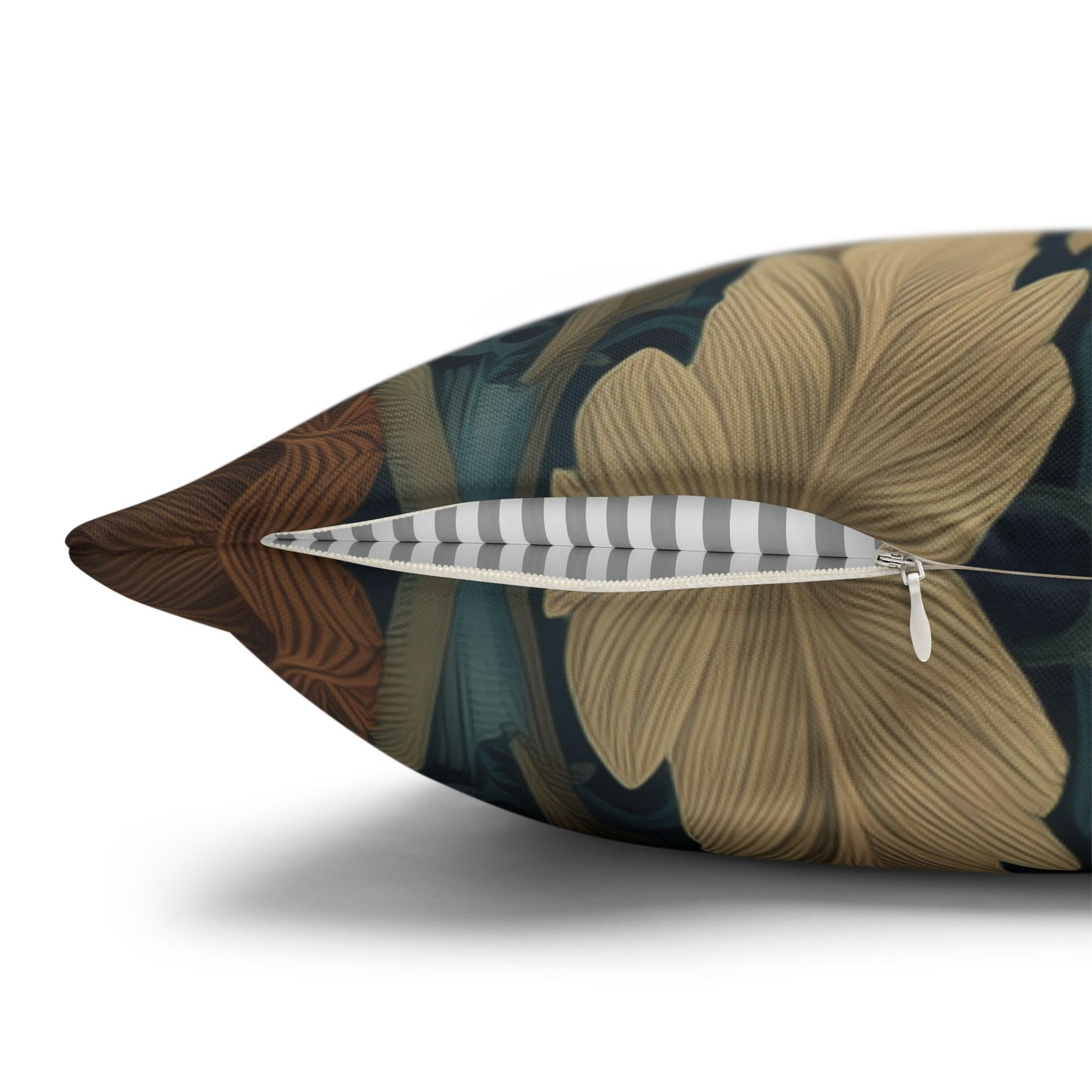 Teal Chameleon Floral Pillowcase, William Morris Style Lizard Cushion with Vintage Botanical Design