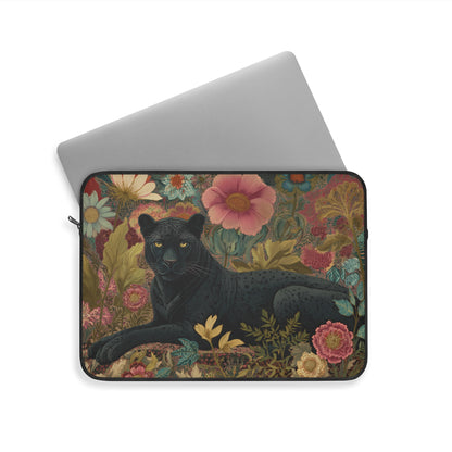 Black Panther Laptop Sleeve, William Morris Inspired Floral Jungle Art Case, Elegant Vintage Botanical Laptop Cover