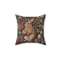 William Morris Inspired Easter Bunny Forest Florals Square Pillow, Throw Pillow, Home Decor, Accent Pillow, Easter Decor