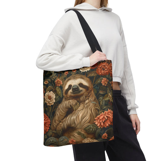Sloth Tote Bag | William Morris Inspired |  Sloth Cottage-core Tote Bag, Eco-Friendly Carryall