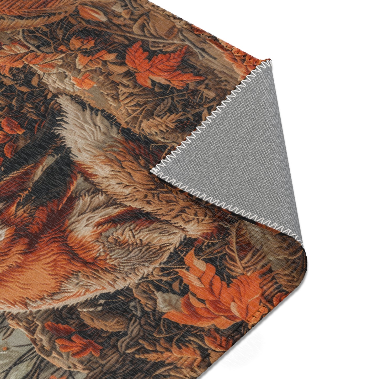 Fox Fall Autumn William Morris Inspired Area Rug, Cottagecore Living Room Carpet, Housewarming Gift, Fall Room Decor, Rectangle Rug