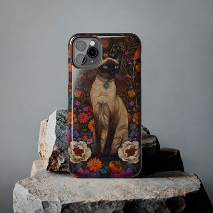 Art Deco Siamese Cat In The Style of William Morris iPhone Tough Case